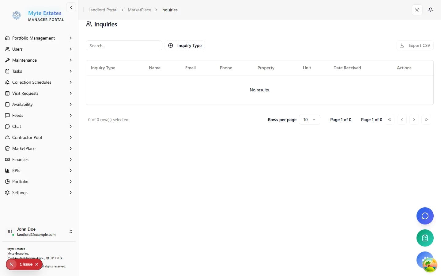 Myte Estates documents and records workflow.