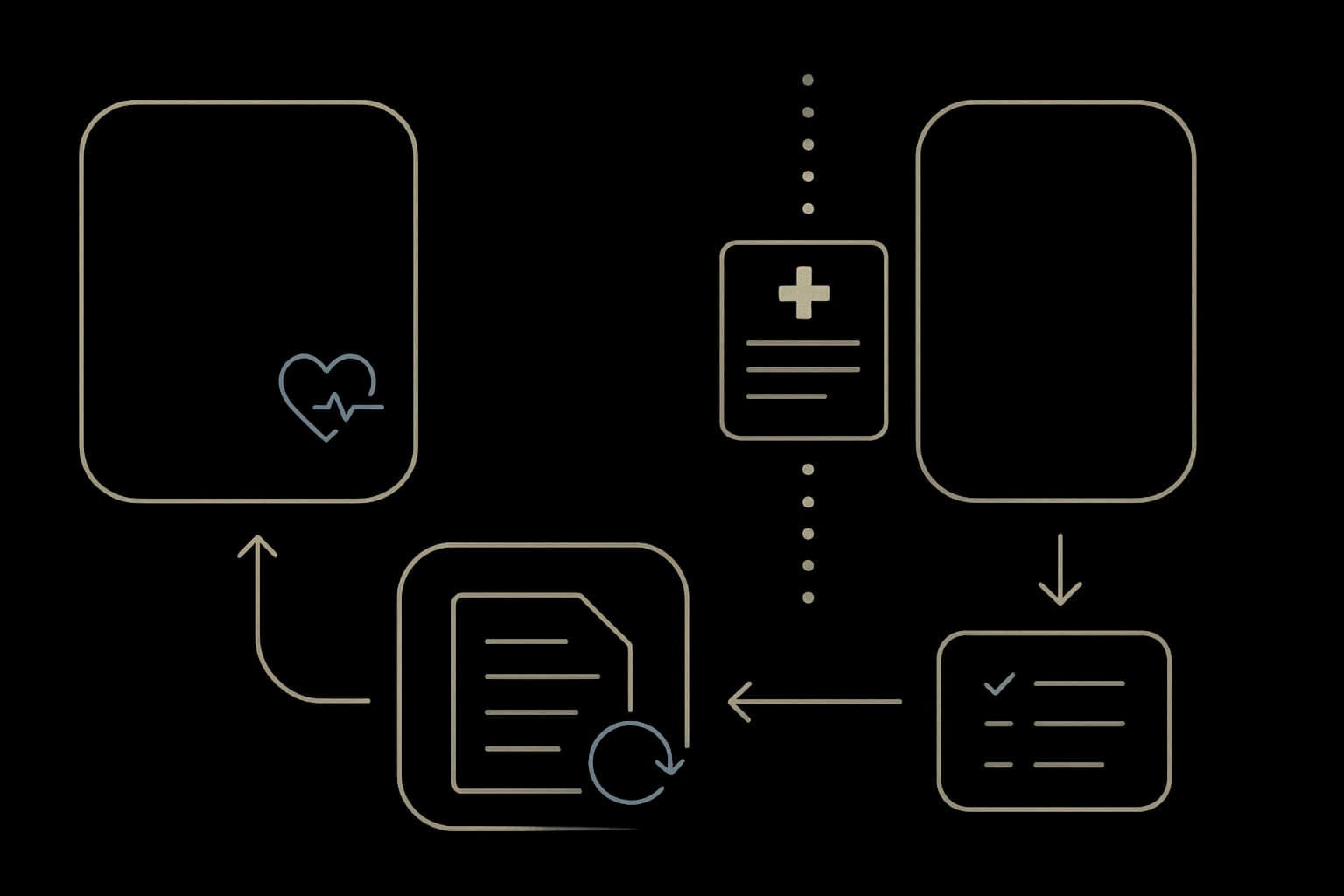 Branded healthcare intake and review visual.