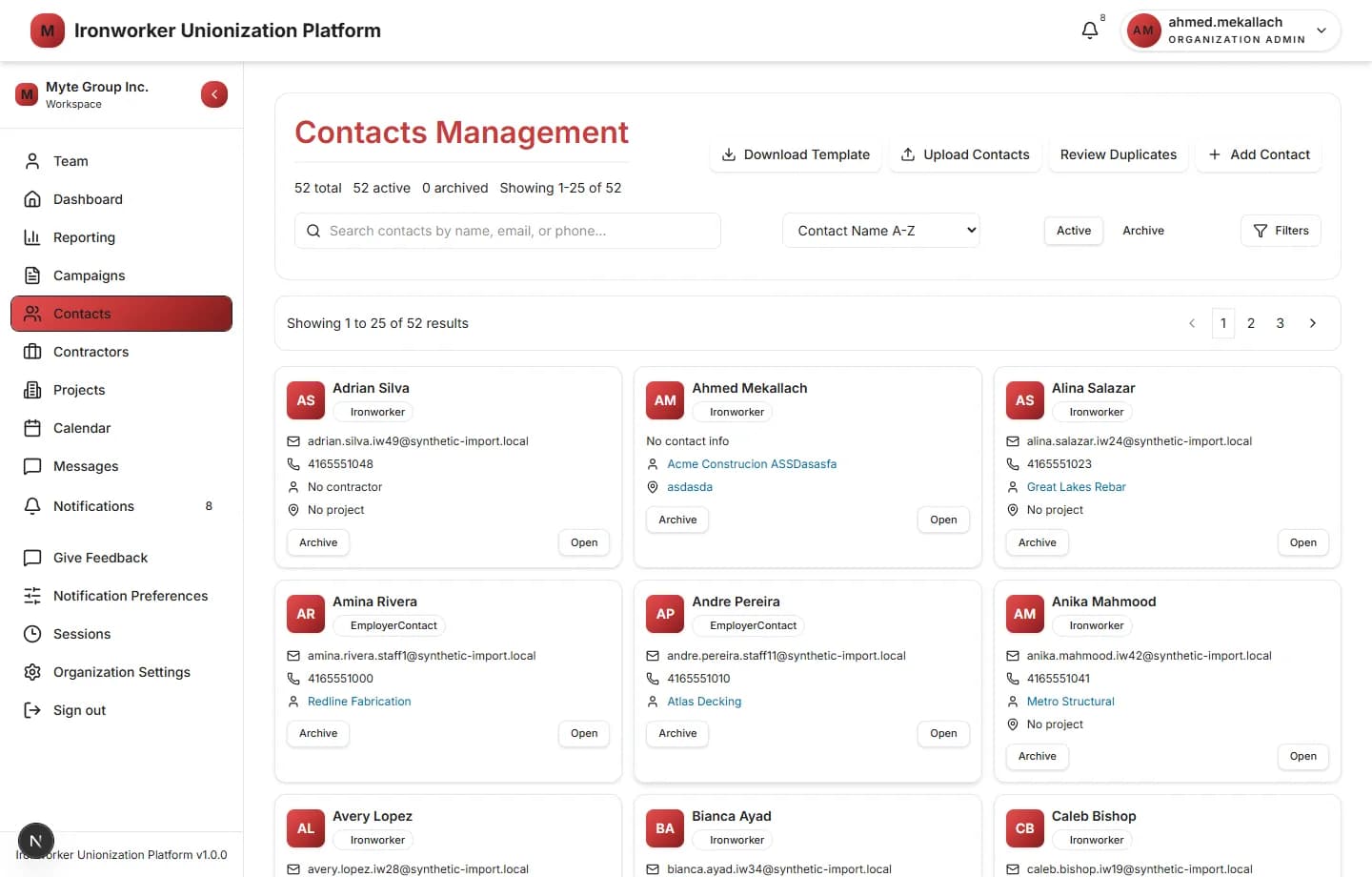 Organizer dashboard surface with governance and follow-up.