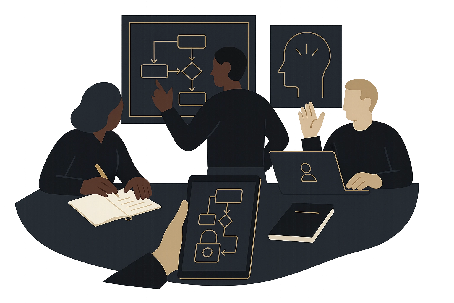 Dark gold AI training for ownership visual